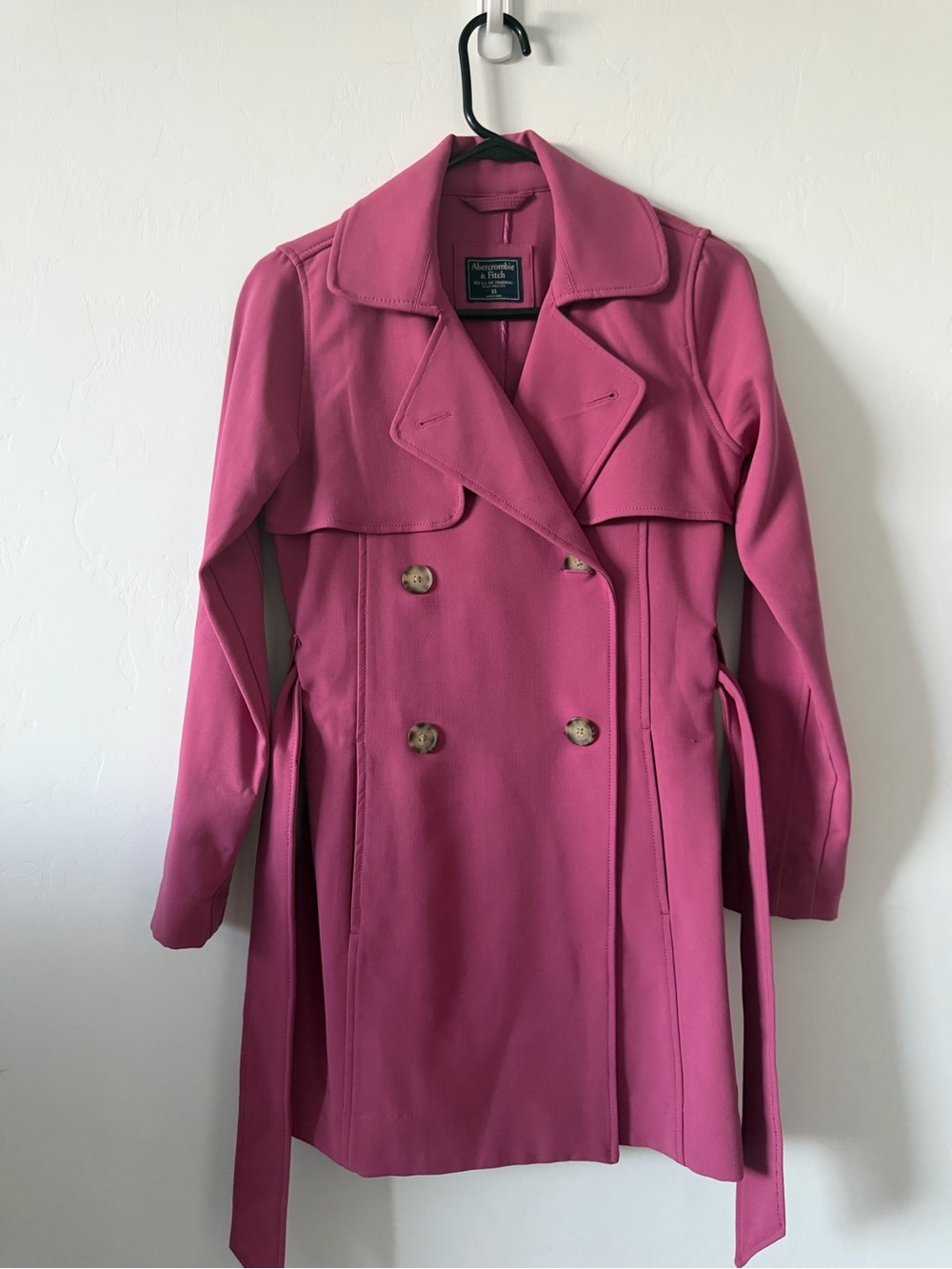 Abercrombie & Fitch Rose-Pink Double-Breasted Trench Coat